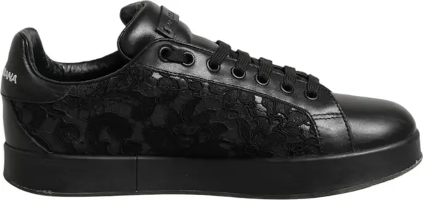 Black Floral Lace Low Top Sneakers Shoes