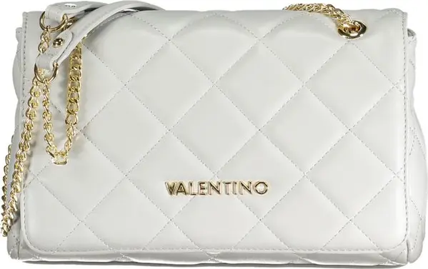 Gray Polyurethane Women's Bag With Chain Shoulder Handle