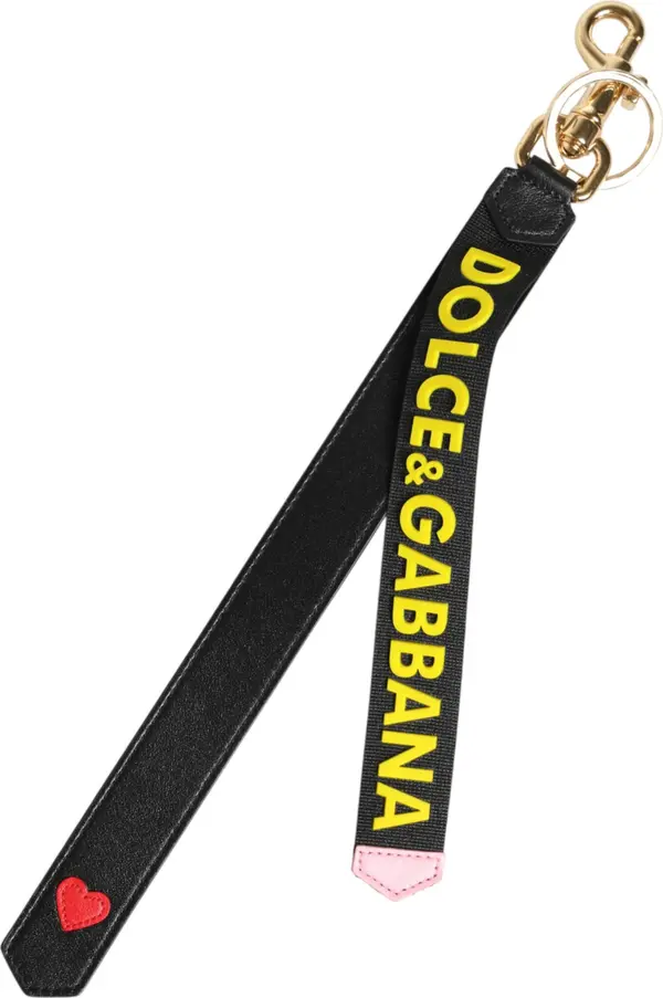 Black Yellow Logo Letaher Brass Holder Keychain Keyring