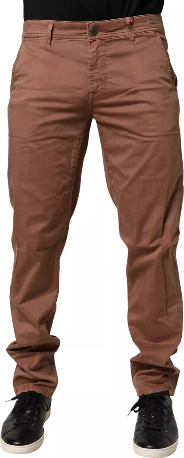 Brown Mid Waist Skinny Fit Denim Men Trouser Jeans