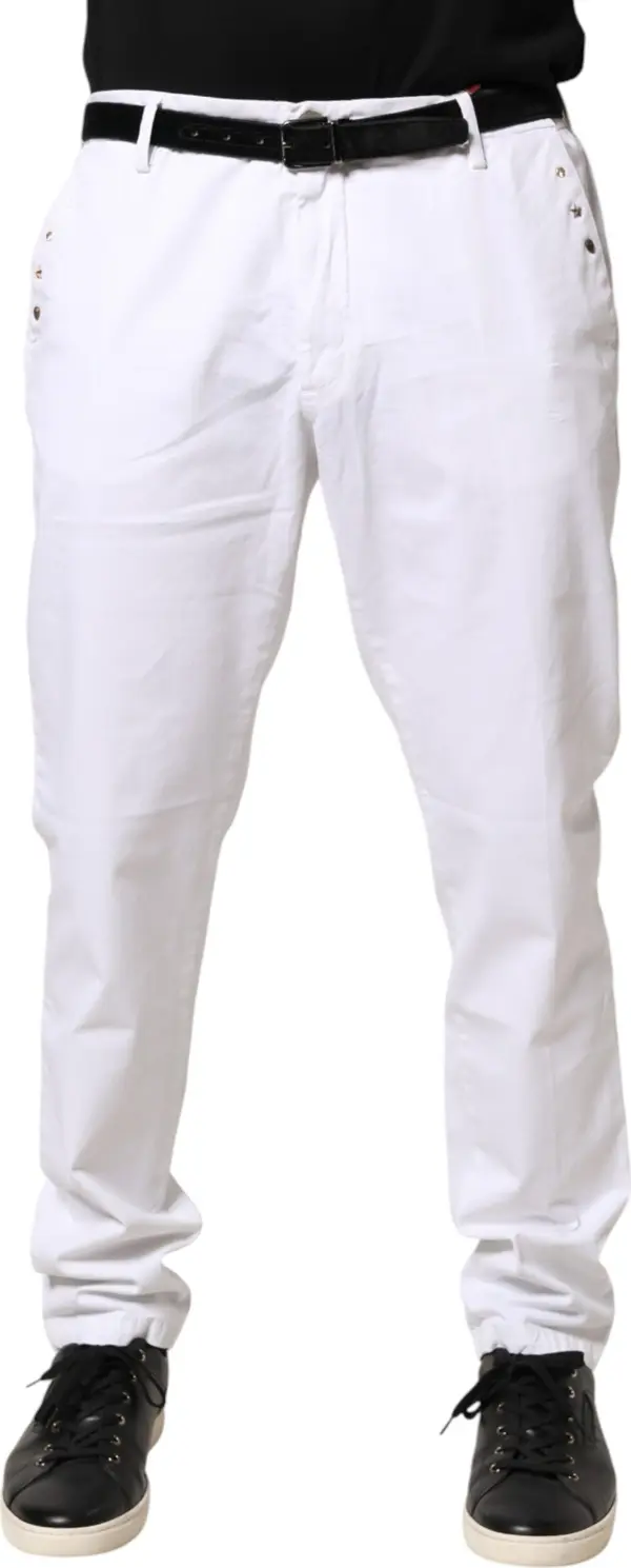 White Skinny Fit Mid Waist Men Denim Trouser Jeans