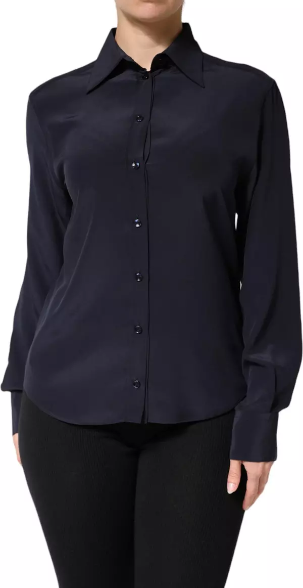 Blue Collared Long Sleeves Dress Shirt Top