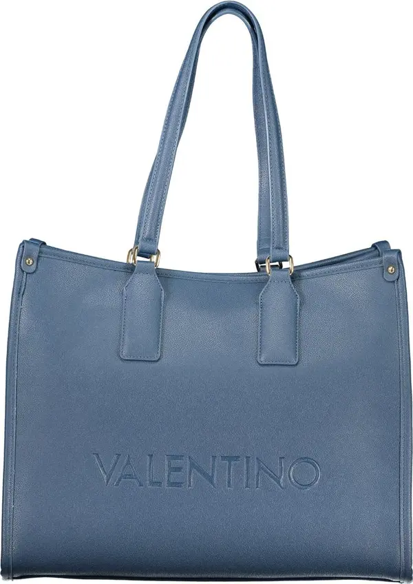 Blue Polyurethane Women's Bag