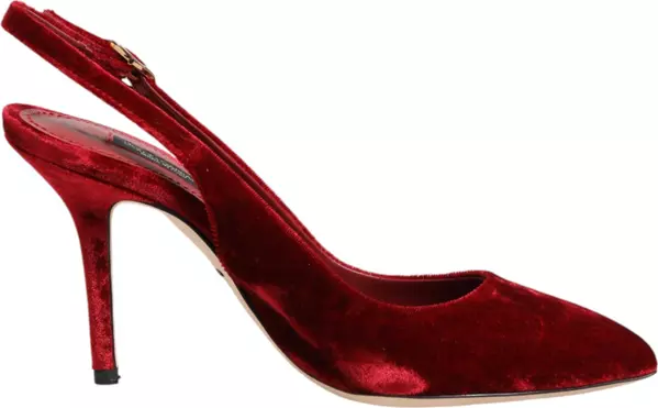 Red Suede High Heels Slingbacks Sandals Shoes