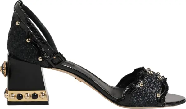 Black Studded Ankle Strap Sandals Shoes