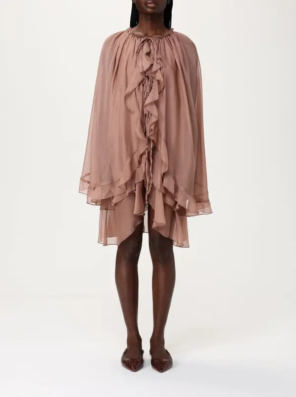 Beige Silk Cocktail Dress