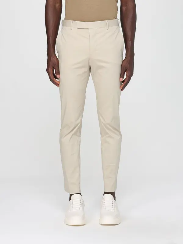 Beige Cotton Casual Pants