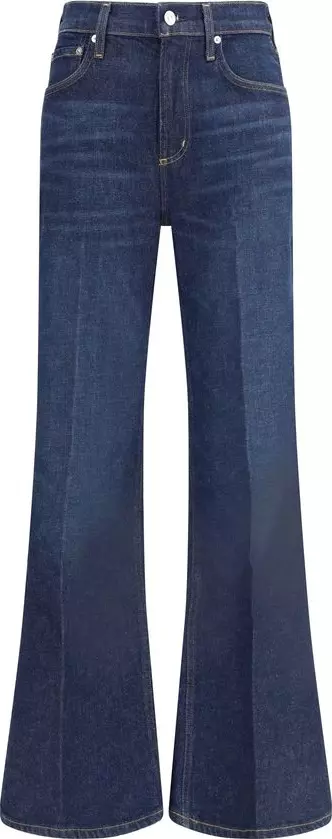 Blue Cotton Flared Jeans