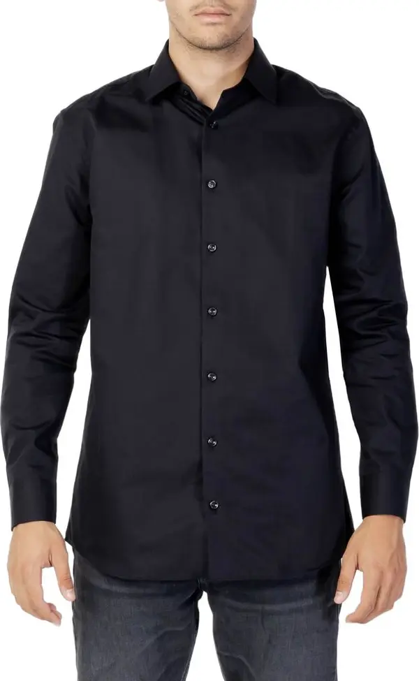 Black Cotton Dress Shirt