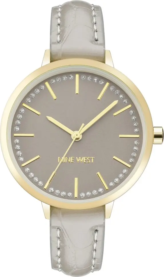 Gray Leather Dress Watch