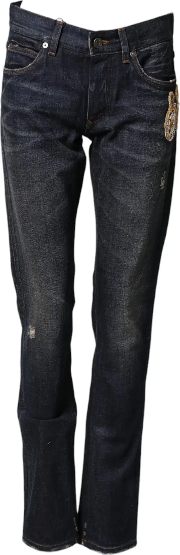Dark Blue Watch GOLD Men Skinny Denim Jeans