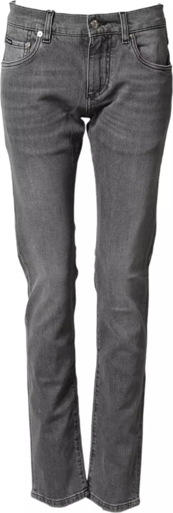 Gray Cotton Mid Waist Skinny Denim Jeans