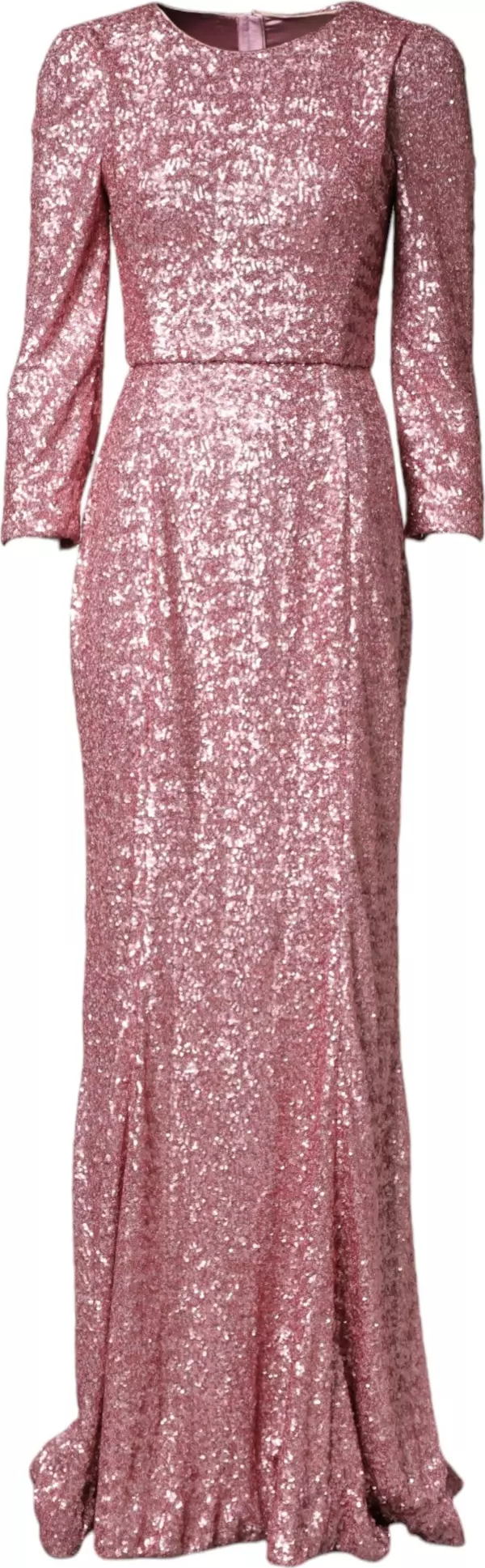 Pink Sequinned Mermaid Long Gown Dress