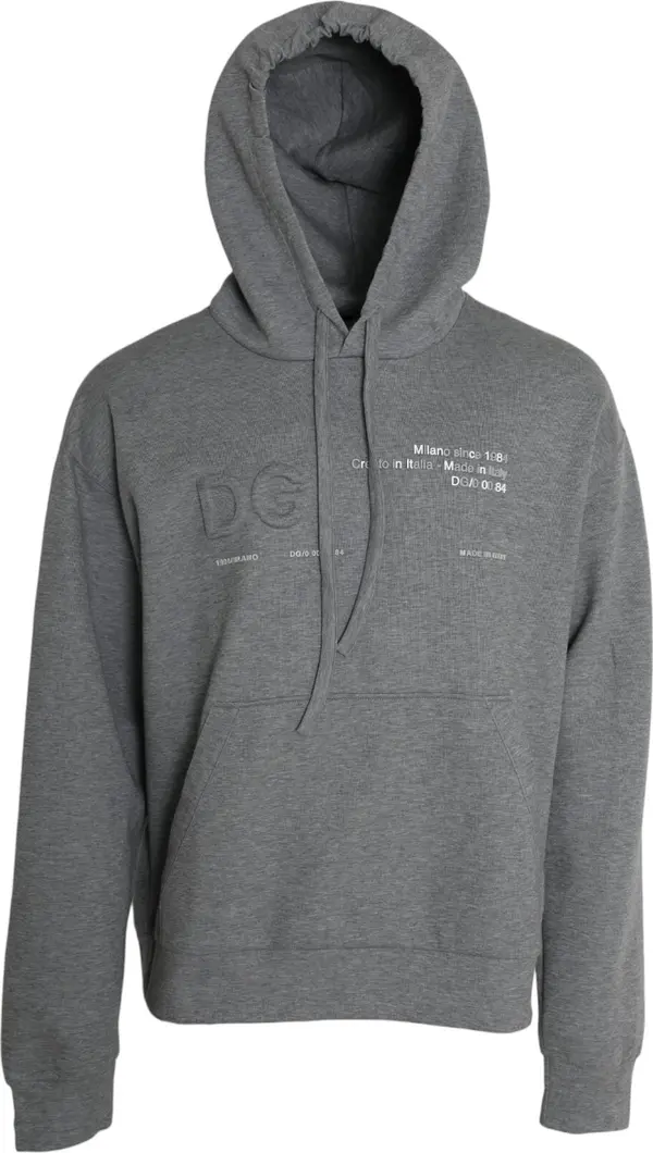 Gray Logo Cotton Hooded Sweatshirt Sweater