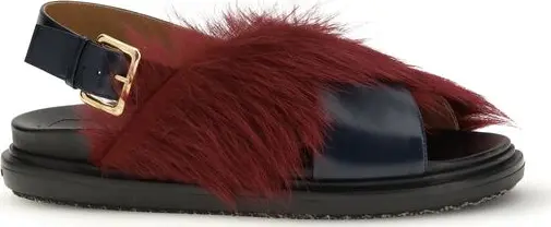 Multicolor Calf Leather Bos Taurus Flat Sandals