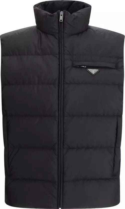 Black Recycled Polyamide Sleeveless Jacket