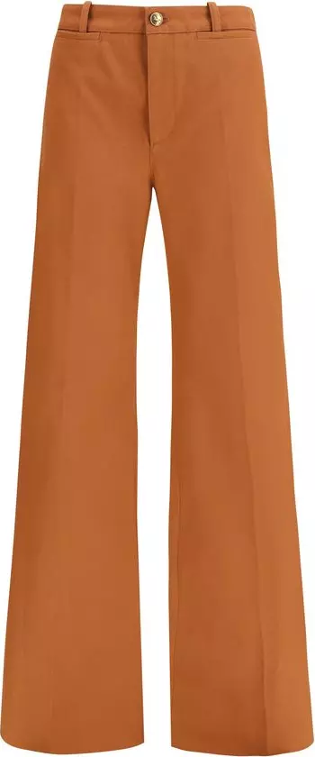 Brown Cotton Flared Pants