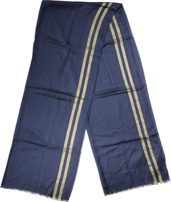 Blue Cashmere Neck Wrap Shawl Fringes Scarf