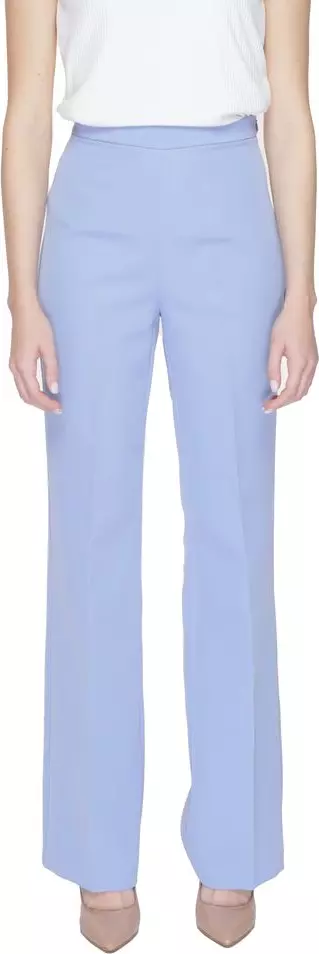 Purple Polyester Casual Pants