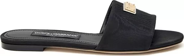 Black Polyester Slippers