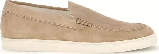 Beige Calf Leather Bos Taurus Slip-On Loafers