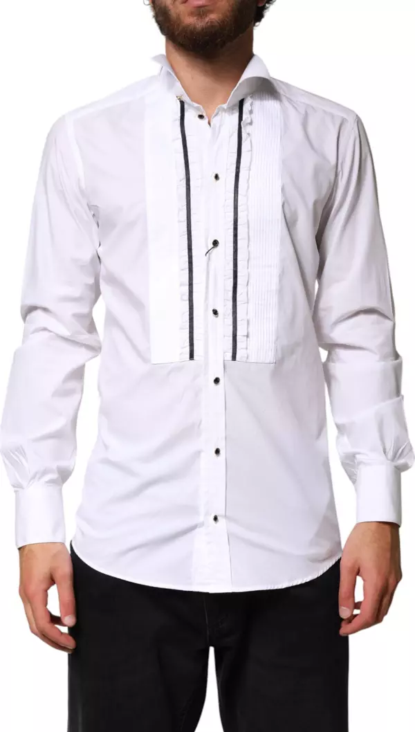 White GOLD Long Sleeves Formal Dress Shirt