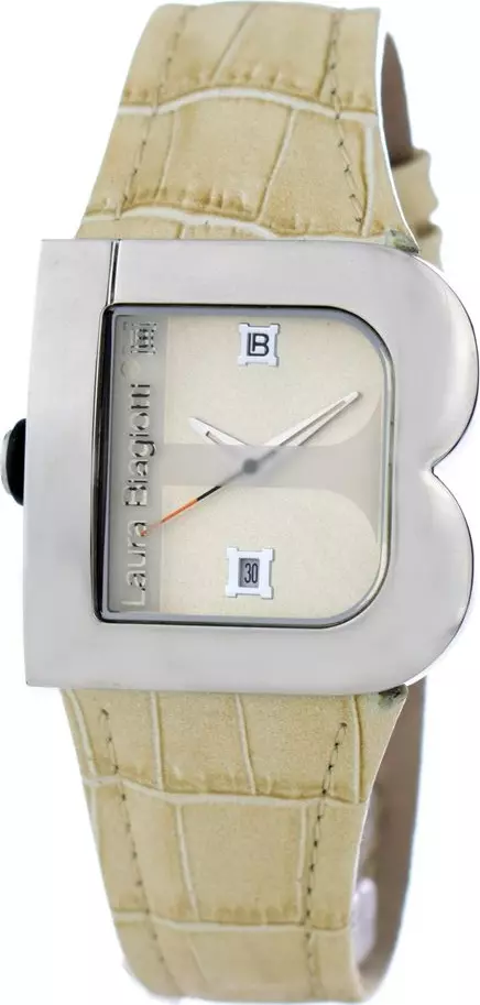 Beige Leather Dress Watch