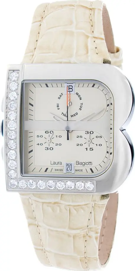 Beige Leather Dress Watch