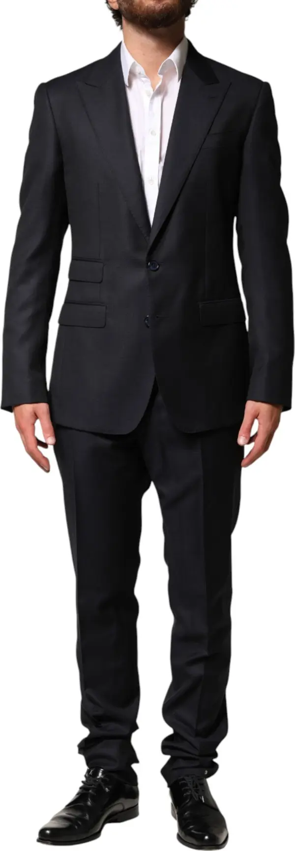 Black Wool Single Breasted Men 2 Piece Suit