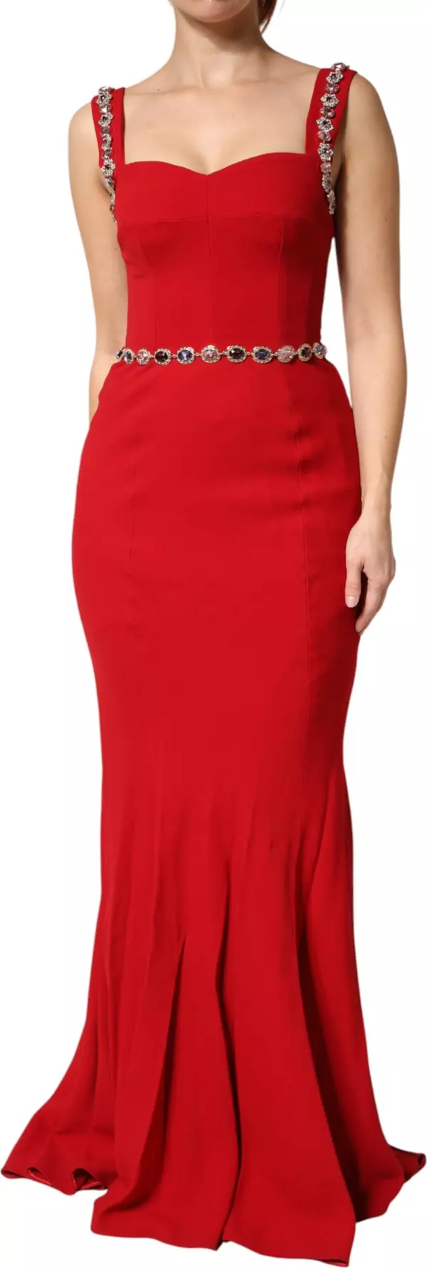 Red Embellished Sheath Mermaid Gown Dress