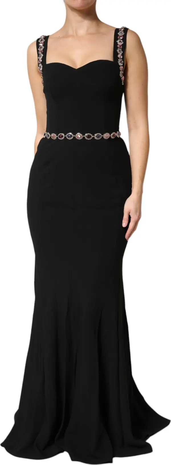 Black Embellished Sheath Mermaid Gown Dress