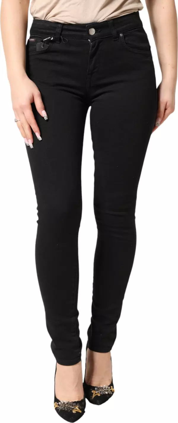 Black Cotton Stretch Skinny Denim Jeans