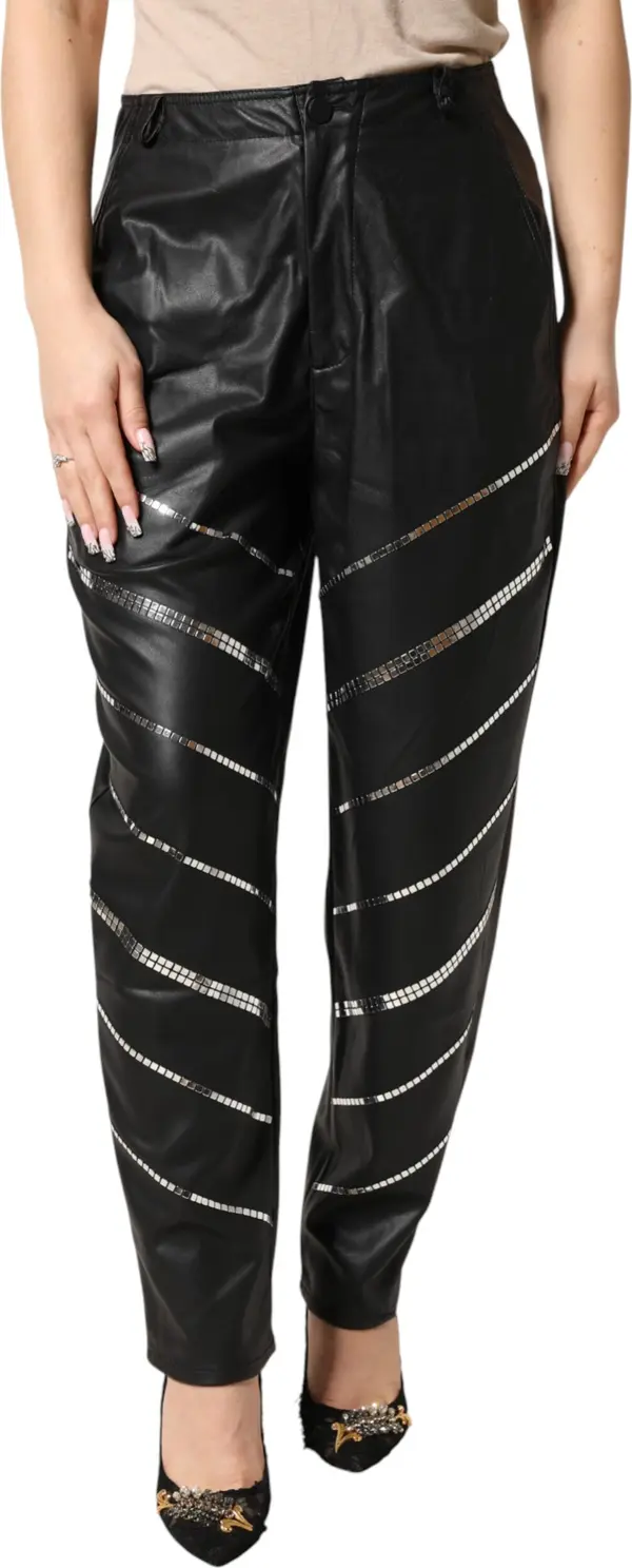 Black Embellished Tapered Pants