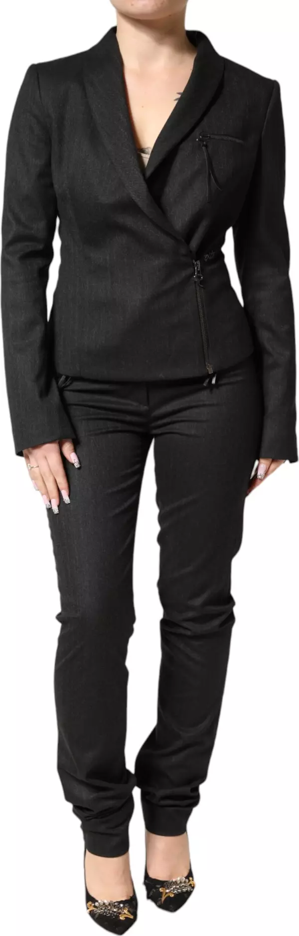 Black Double Breasted Pants Blazer Jacket 2 Piece Suit