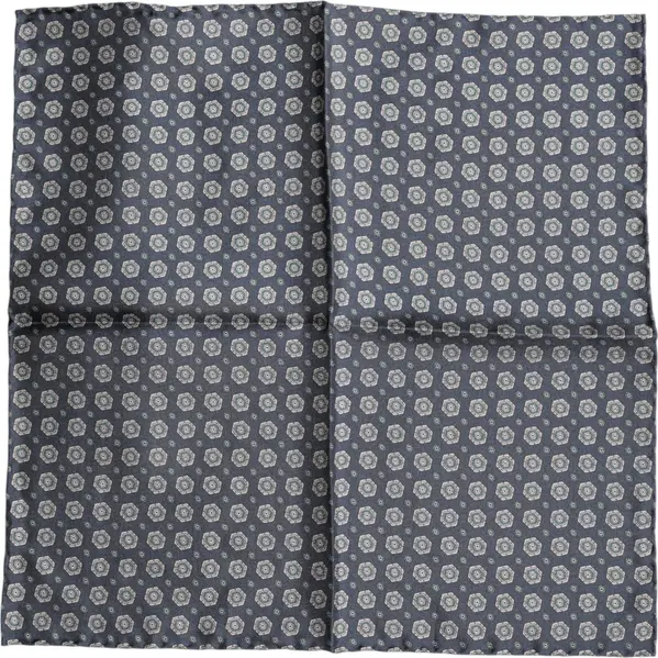 Blue Patterned Silk Square Handkerchief Scarf
