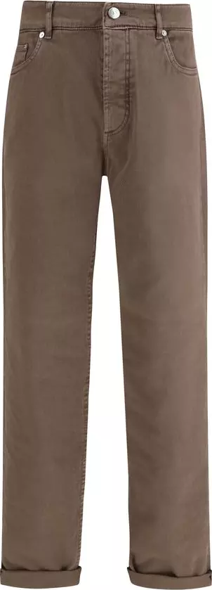 Brown Cotton Relaxed Fit Jeans