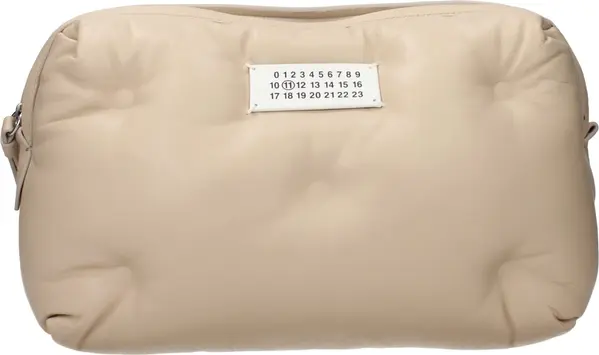 Beige Leather Clutch Bag