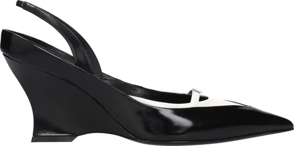 Black Leather Wedge Sandals