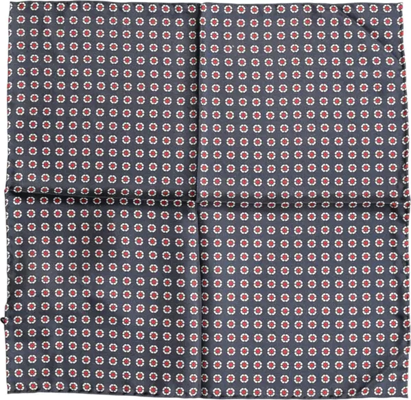 Blue Patterned Silk Square Handkerchief Scarf