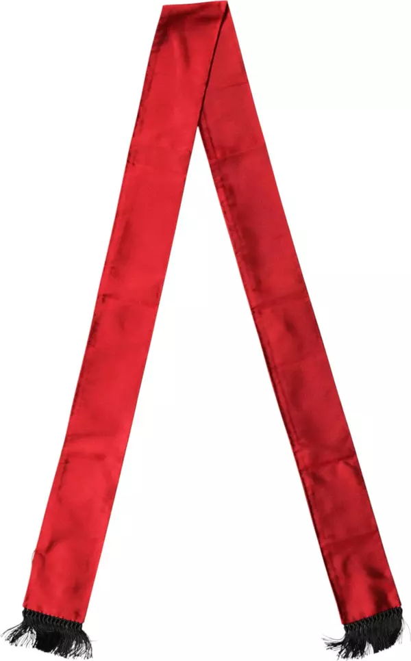 Red Silk Fringes Neck Wrap Foulard Scarf