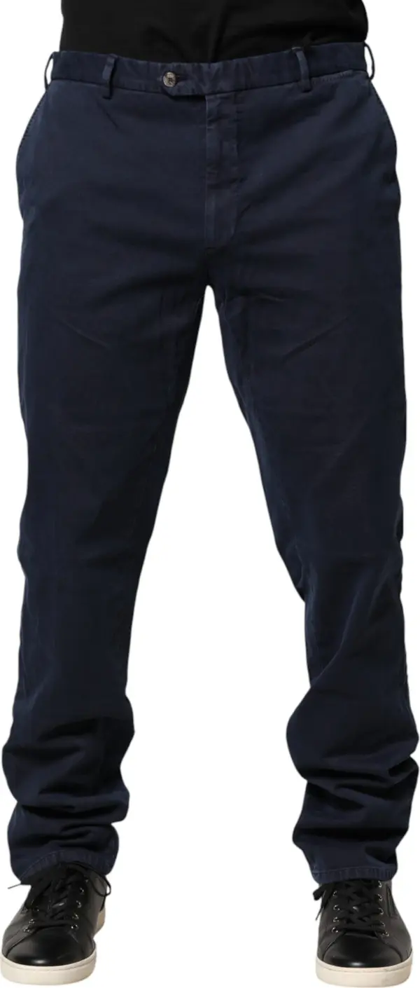Dark Blue Mid Waist Skinny Chino Trouser Pants