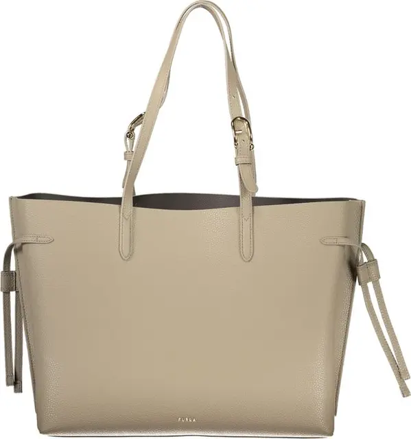 Beige Leather Women Handbag