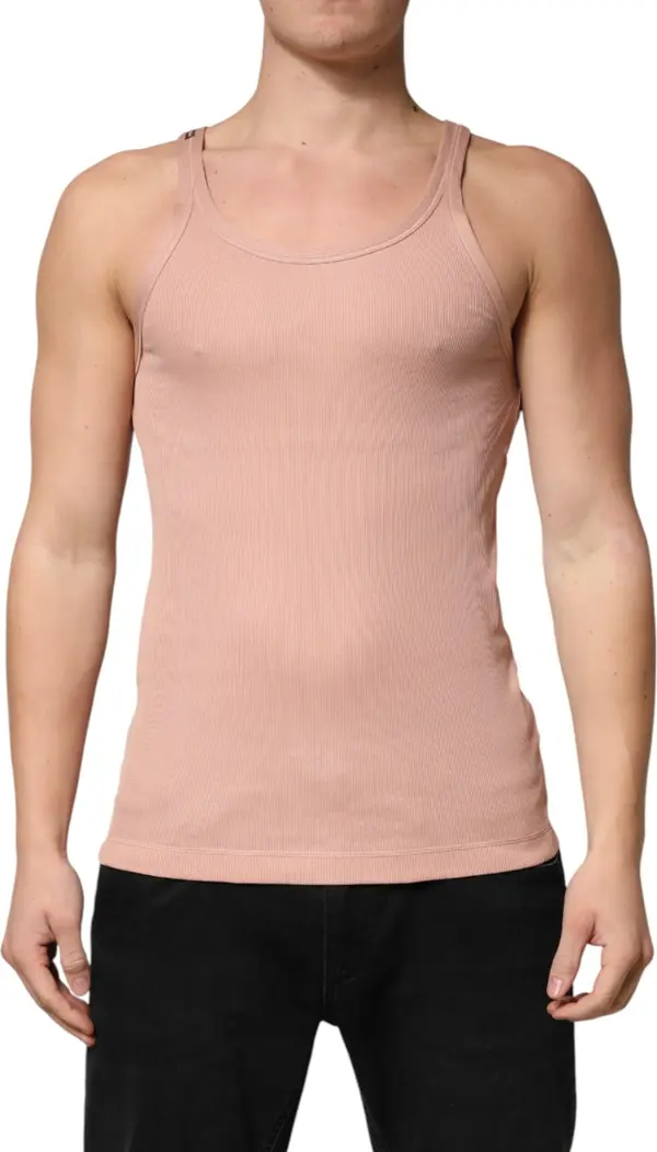 Pink Sleeveless Round Neck Tank Top T-shirt