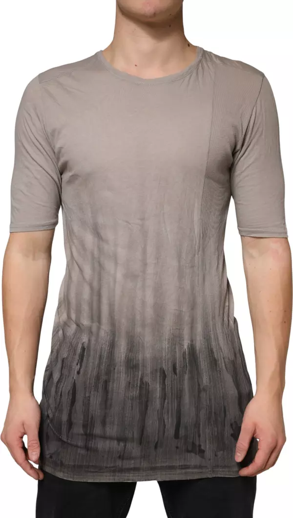 Gray Two Tone Cotton Round Neck Short Sleeves T-shirt