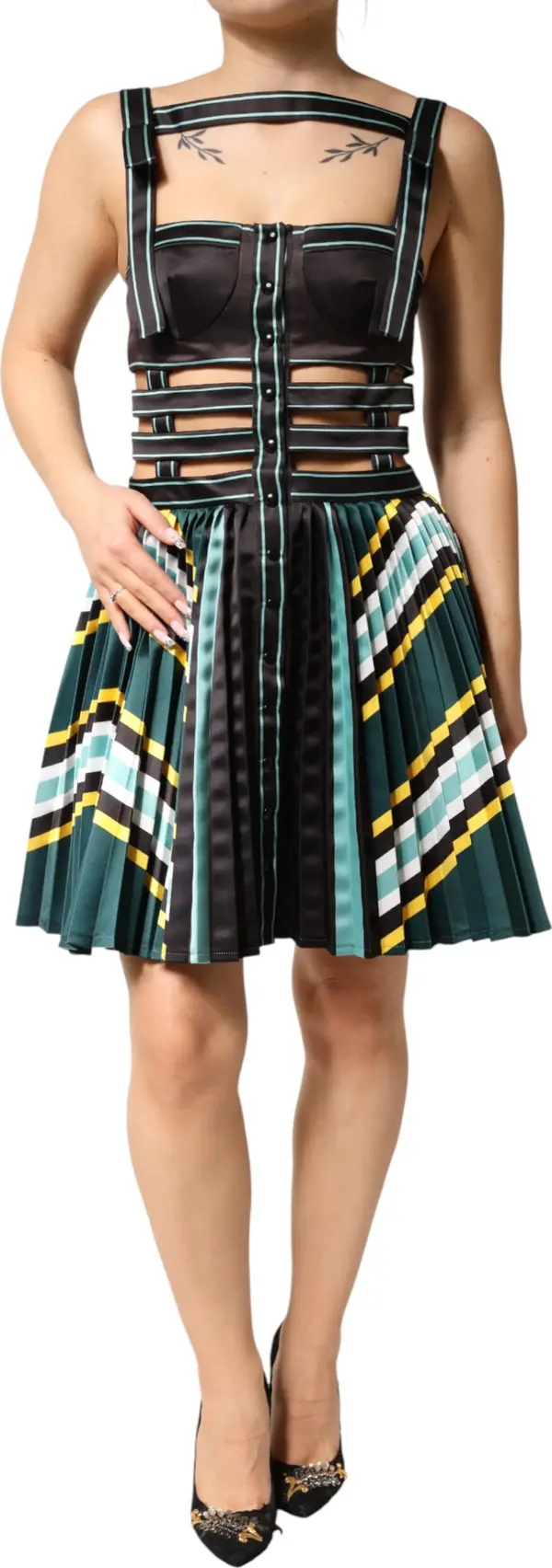 Multicolor Sleeveless A-line Dress