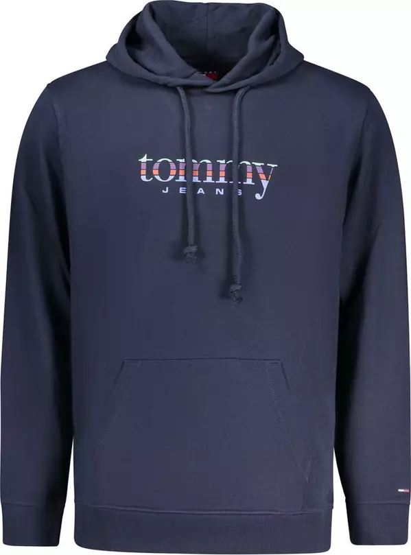 Blue Cotton Men Hoodie