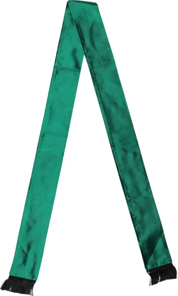 Green Silk Fringes Neck Wrap Foulard Scarf