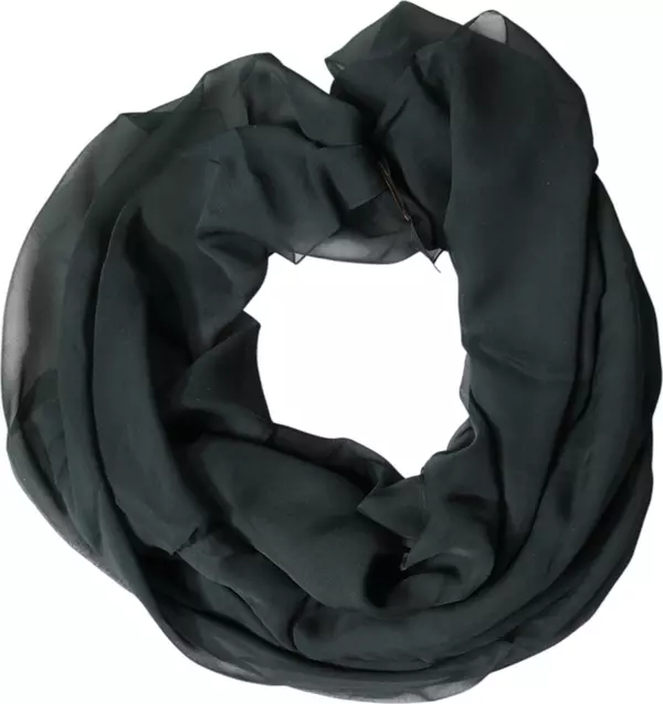Dark Green Silk Neck Wrap Foulard Scarf