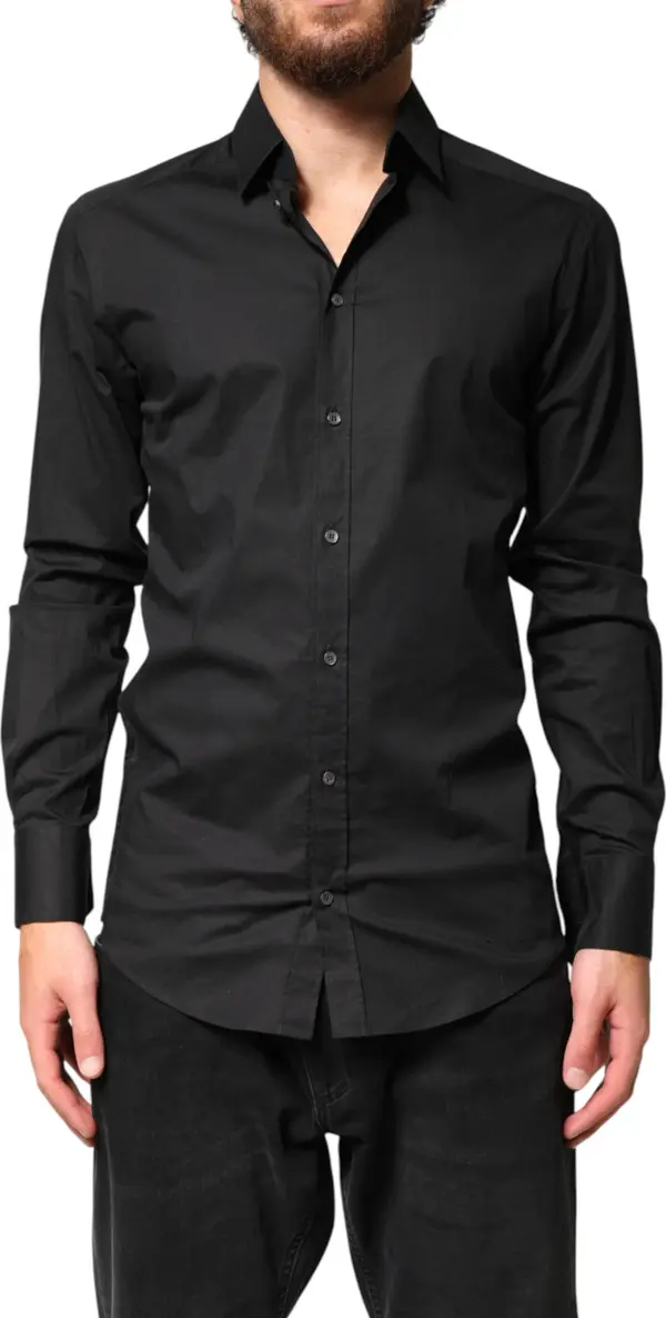 Black GOLD Cotton Men Dress Formal Shirt