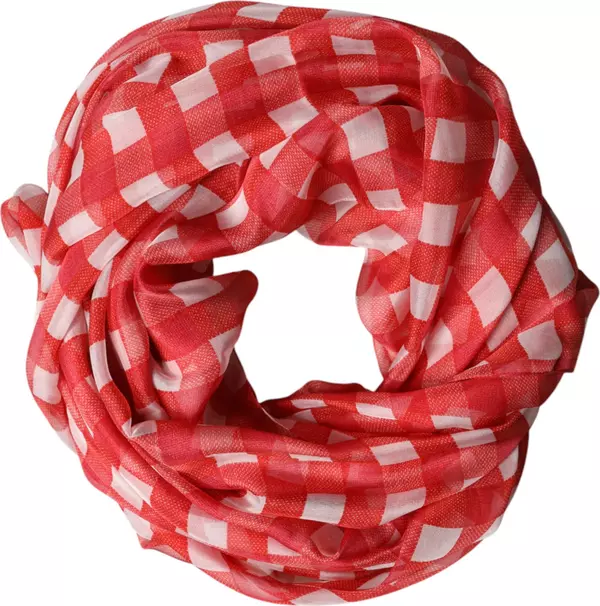 Red Checkered Stole Neck Wrap Shawl Scarf
